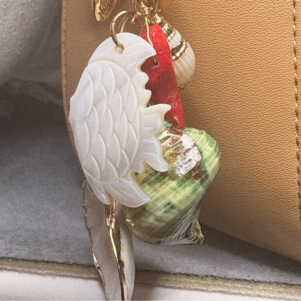 Plunder Bag Purse Charm Fish Shell Gold - Picture 9 of 9